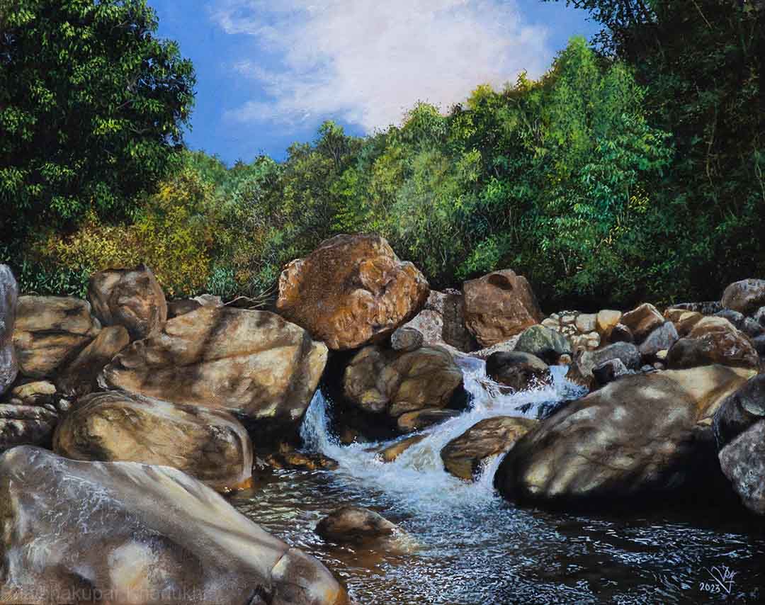 A river in the shade